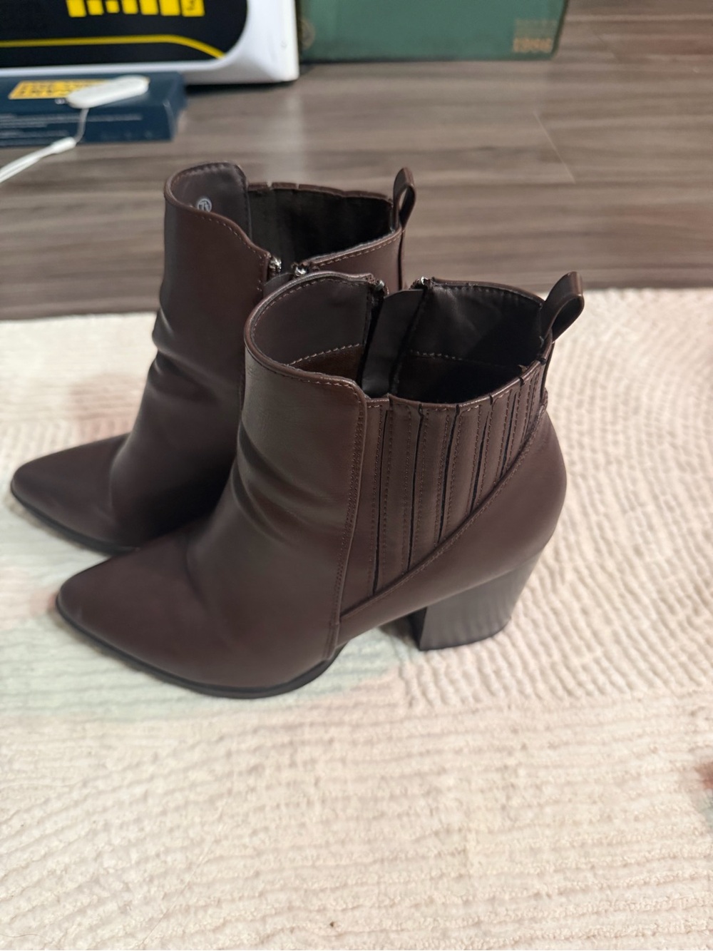 TOP Moda Pointed Toe Ankle Booties in Dark Brown